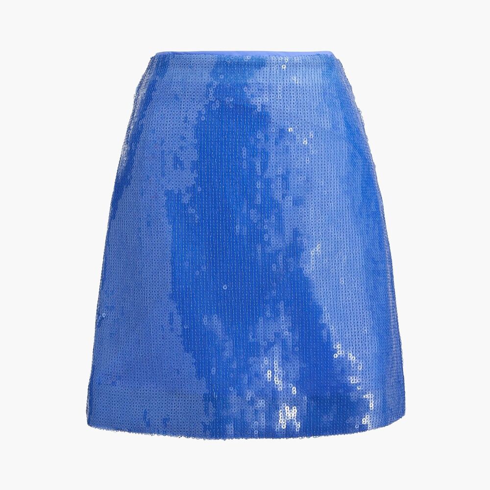 NWT J.Crew Coastal Blue Sequin Mini Skirt Womens Size 0